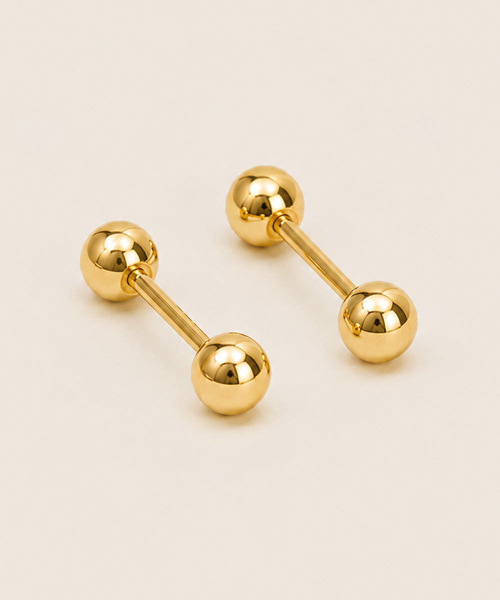 ARETES ABRIDORES BOLITA REVERSIBLE 18K