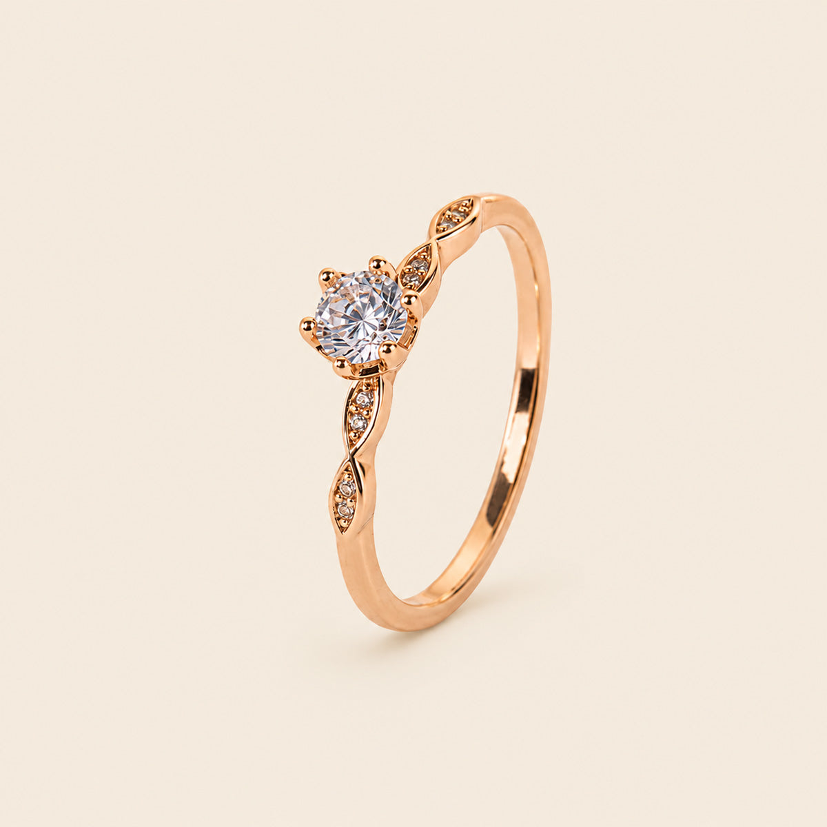 ANILLO SOLITARIO CURVAS ROSÉ