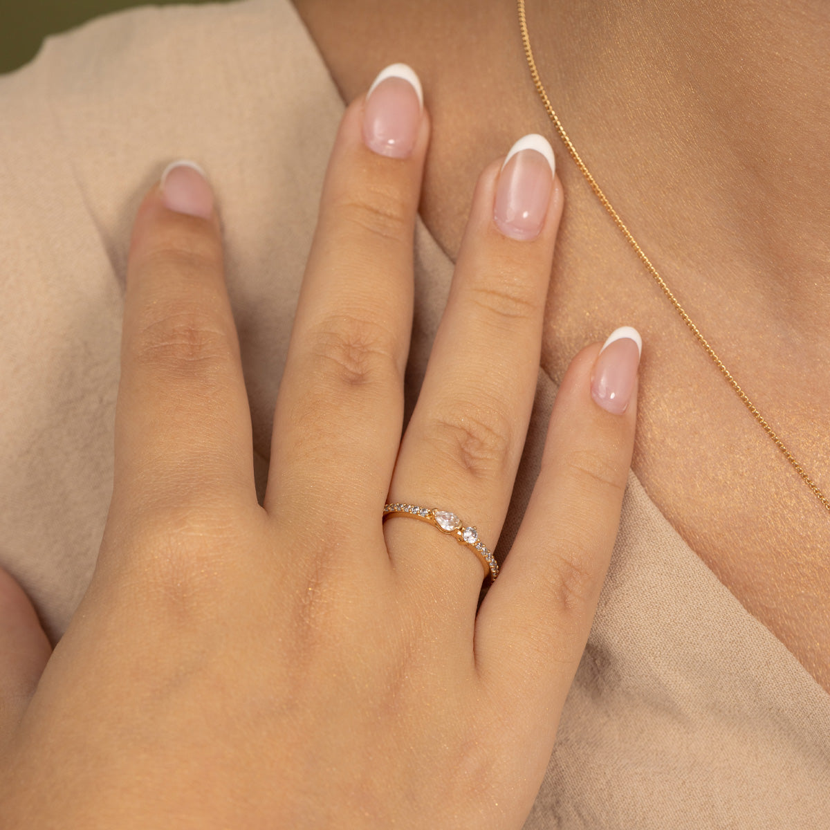 ANILLO GOTA Y CIRCLE ROSÉ
