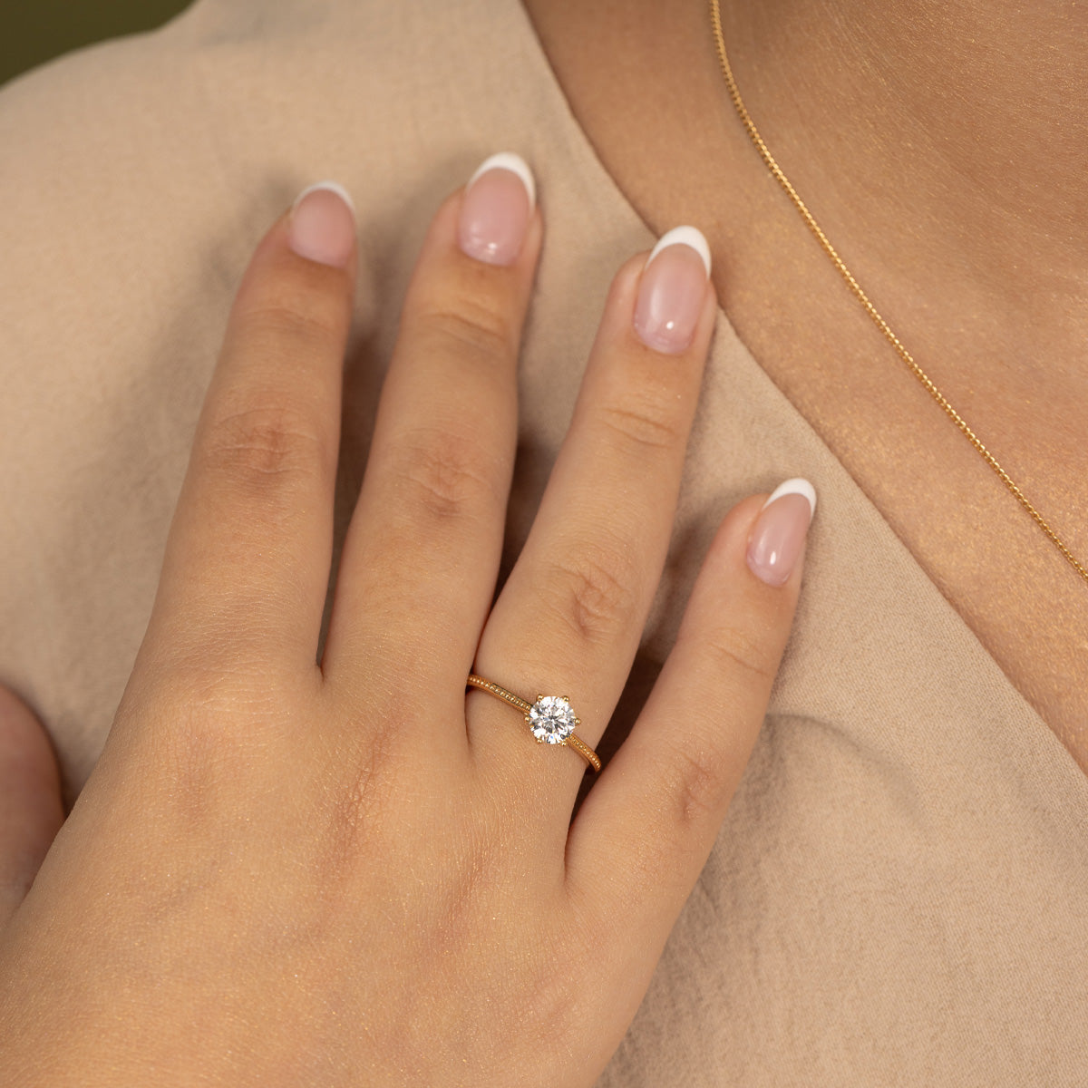 ANILLO SOLITARIO LABRADO ROSÉ