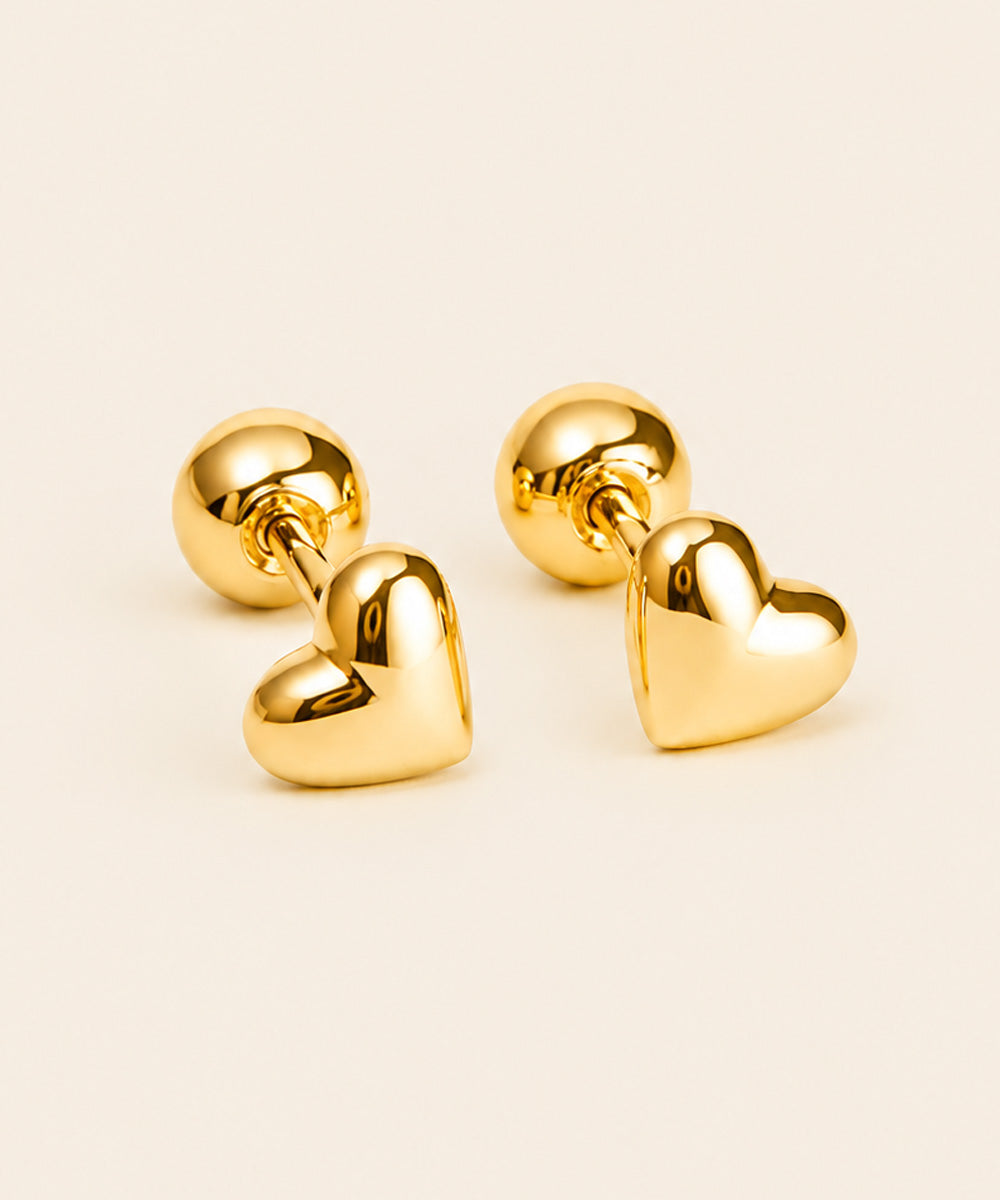ARETES ABRIDORES CORAZÓN REVERSIBLE 18K