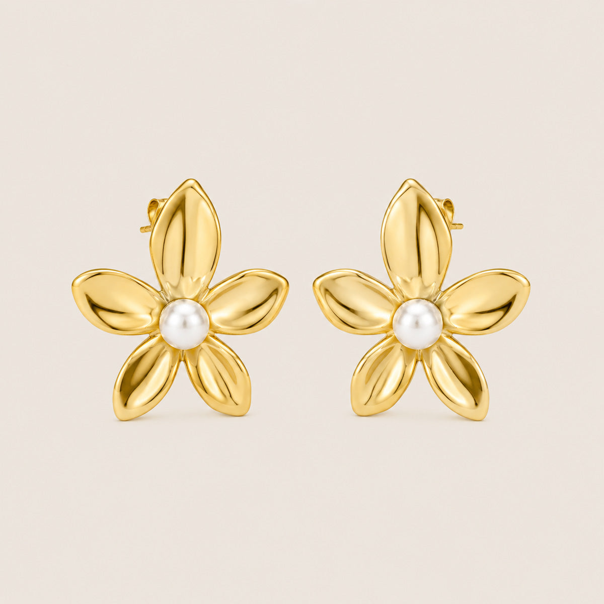ARETES FLOR PERLA WATERPROOF