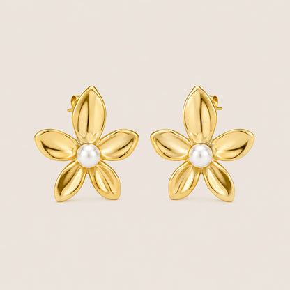 ARETES FLOR PERLA WATERPROOF