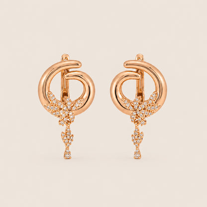 ARETES HOJAS COLGANTES ROSÉ