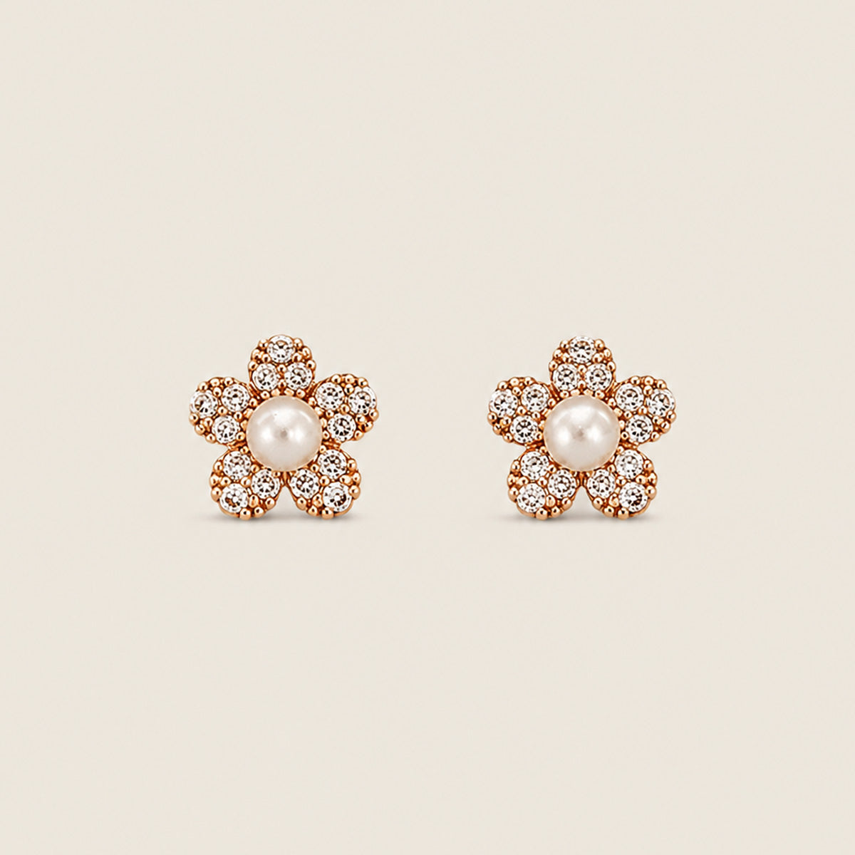 ARETES MINI FLOR PERLA ROSÉ