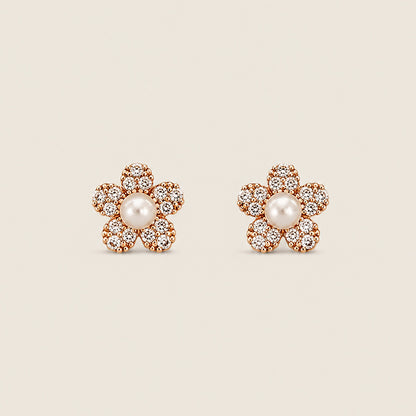 ARETES MINI FLOR PERLA ROSÉ