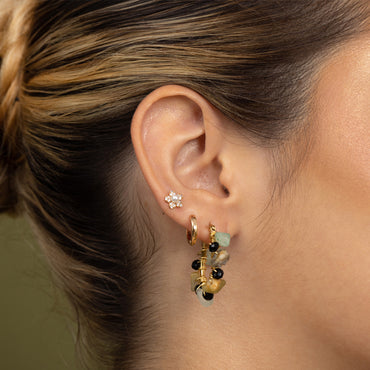 ARETES MINI FLOR PERLA ROSÉ