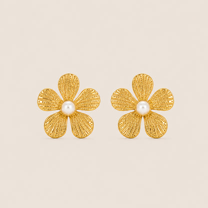 ARETES FLOR MINI Y PERLA WATERPROOF