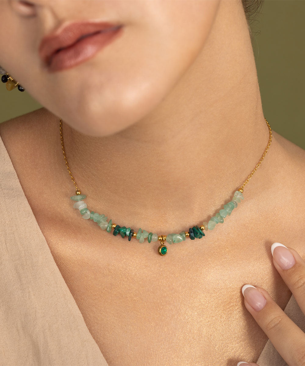 COLLAR JADE Y MALAQUITA