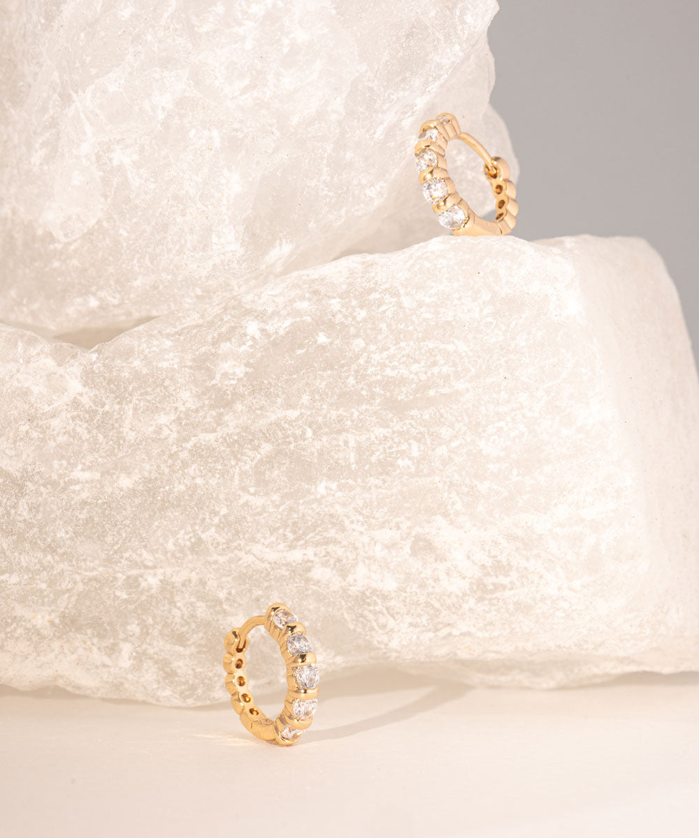 Argollas Zircons Rosé | acero inoxidable | baño de oro rosa 18k | Mellany Joyas