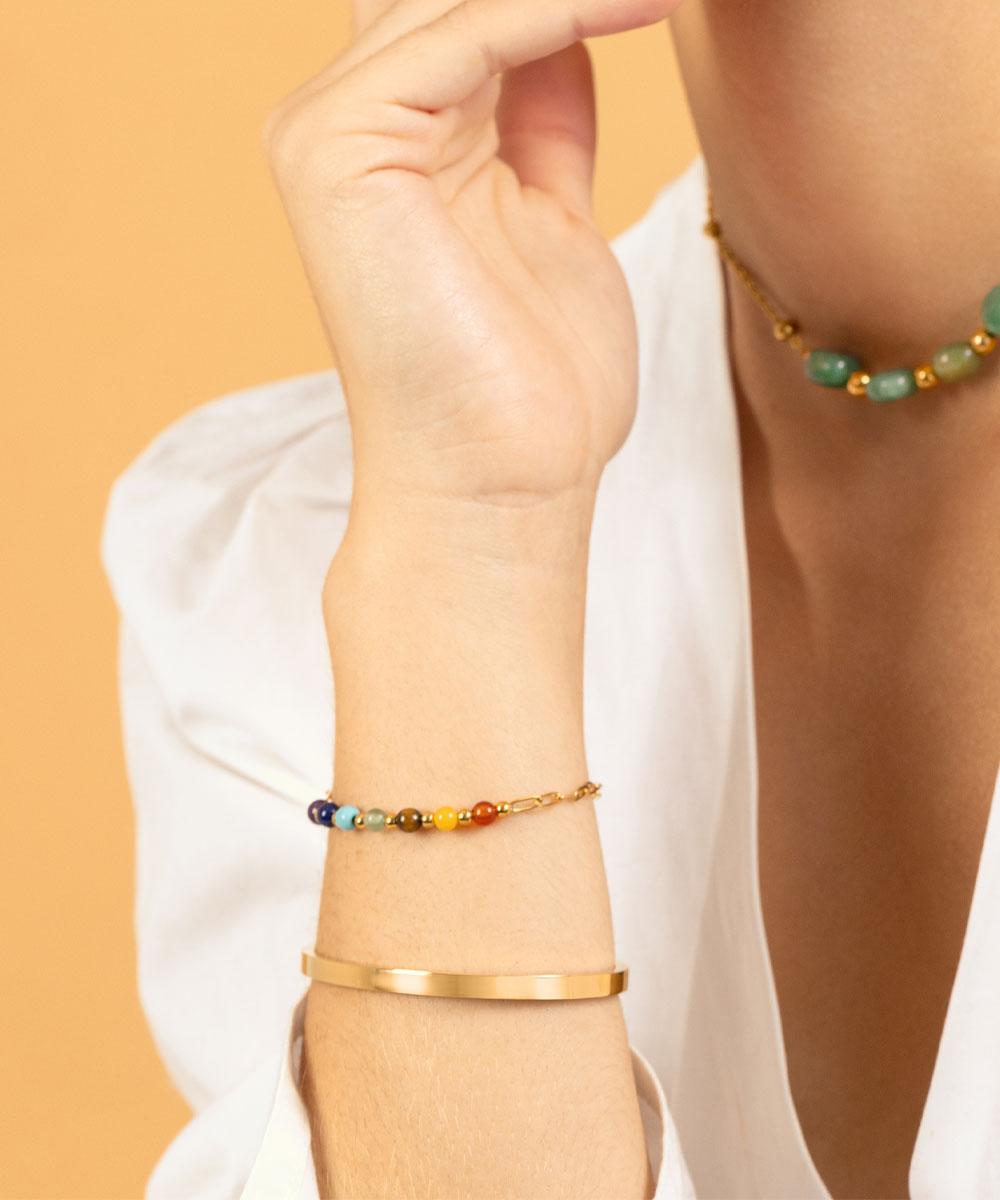 Pulsera Siete Chakras | acero inoxidable | pulsera artesanal | Mellany Joyas