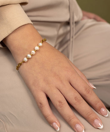 Pulsera Perlas de Río Chunky | acero inoxidable | piedra natural | Mellany Joyas