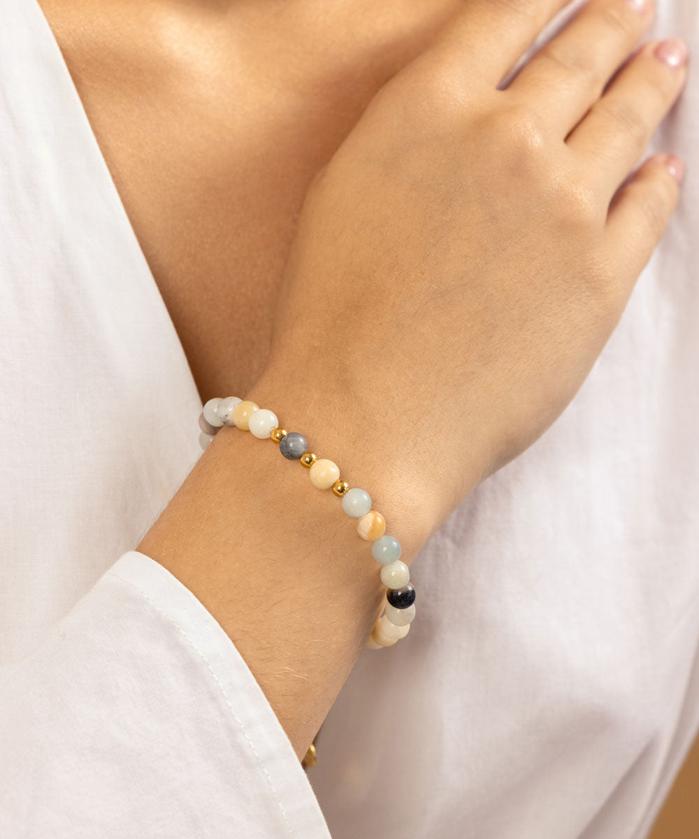 Pulsera Amazonita | acero inoxidable | piedra natural | Mellany Joyas