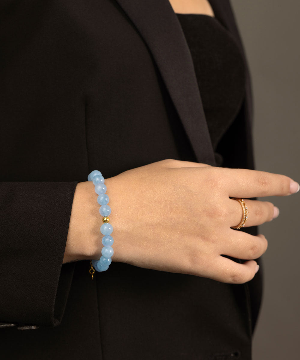 Pulsera Calcita Azul | acero inoxidable | piedra natural | Mellany Joyas