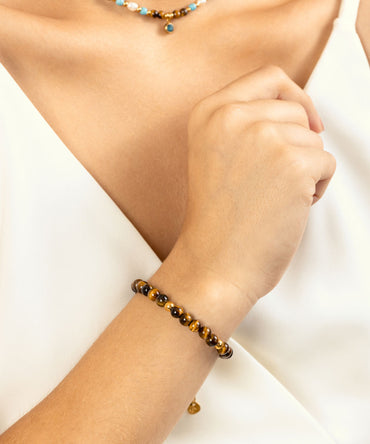 Pulsera Ojo de Tigre | acero inoxidable | piedra natural | Mellany Joyas