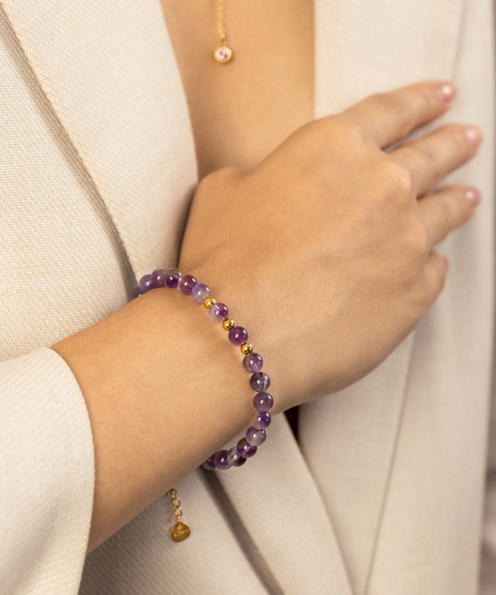 Pulsera Amatista | acero inoxidable | piedra natural | Mellany Joyas