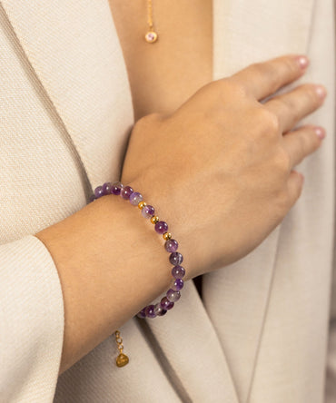 Pulsera Amatista | acero inoxidable | piedra natural | Mellany Joyas