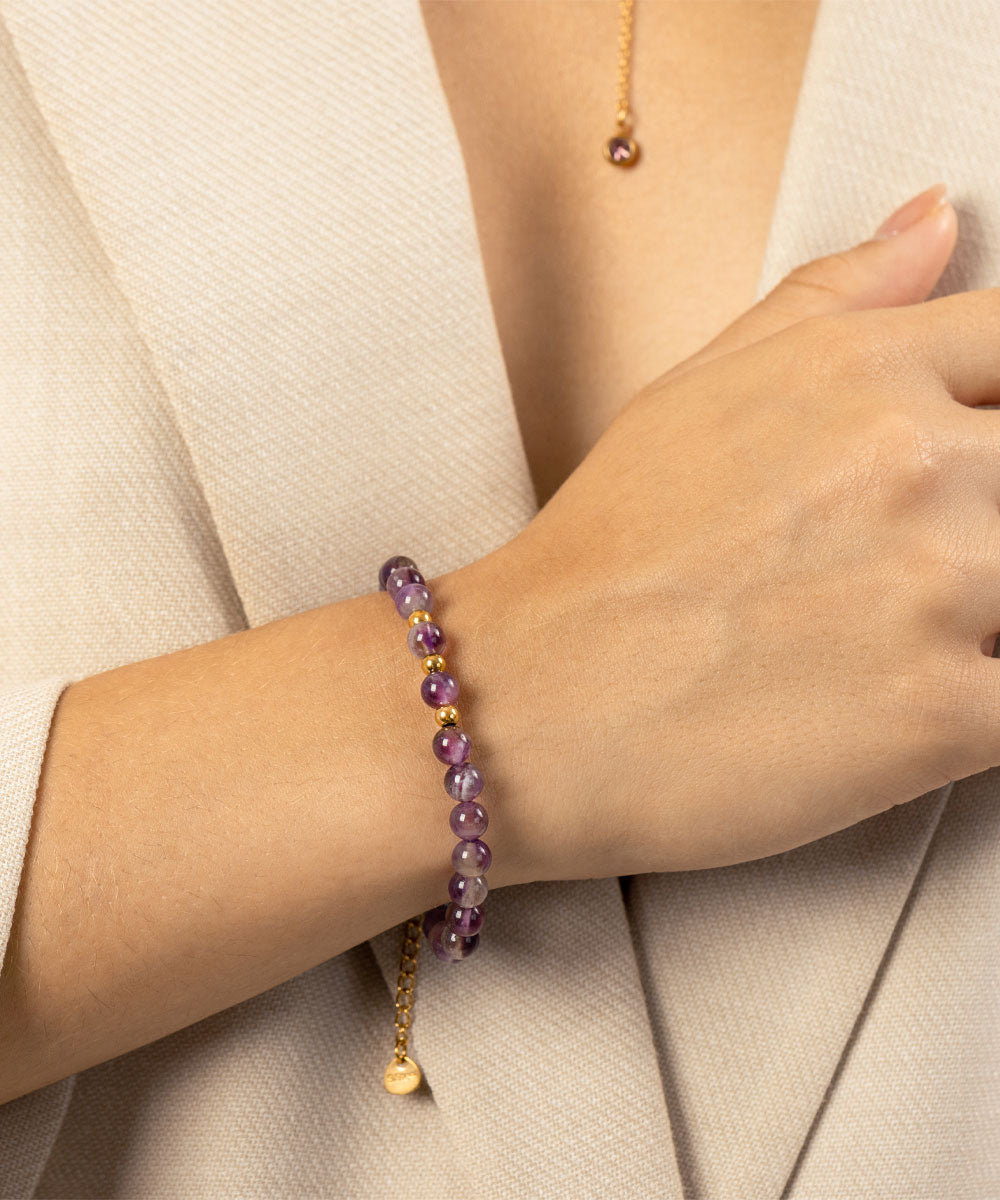 Pulsera Amatista | acero inoxidable | piedra natural | Mellany Joyas