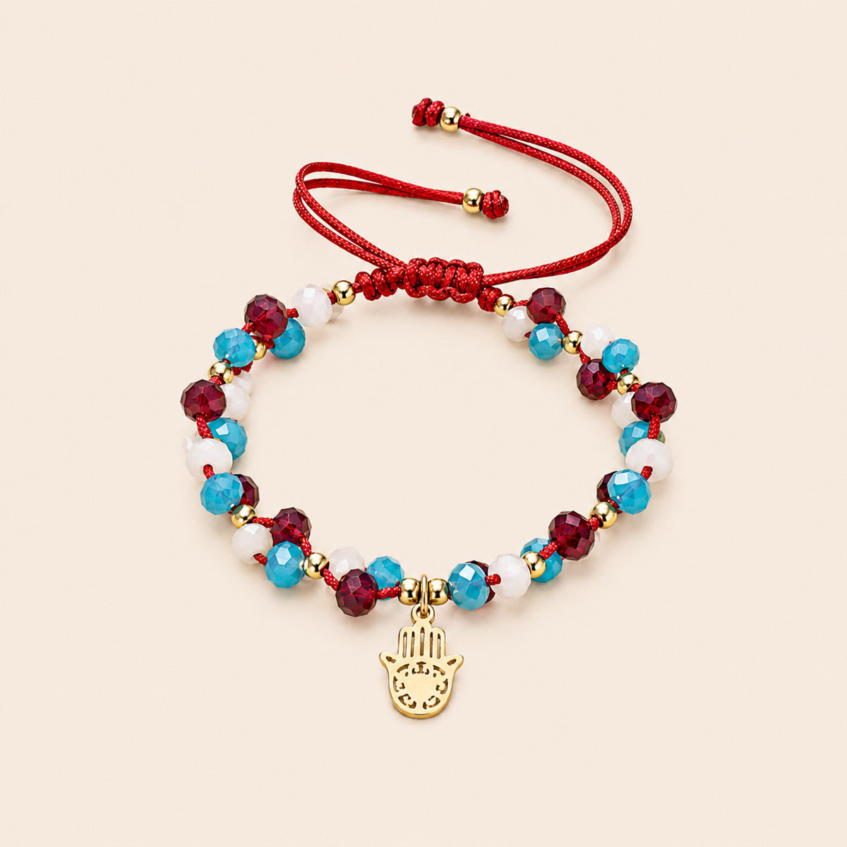 PULSERA MANO HAMSA GUINDA
