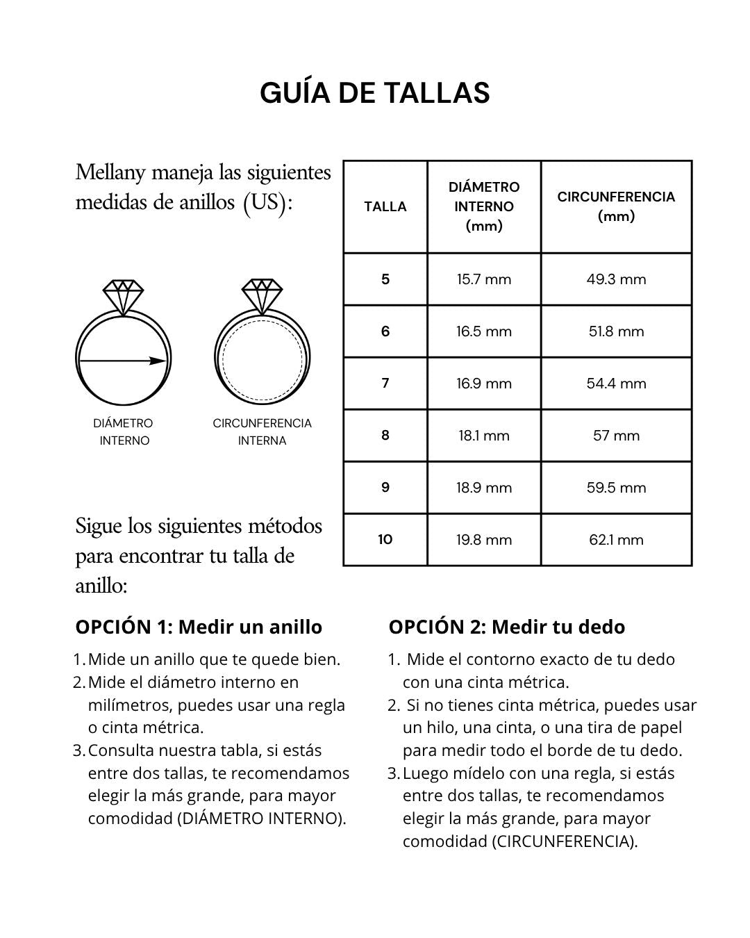 Guía de tallas